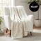 Americanflat 50x60 Printed Fleece and Reverse Sherpa Throw Blanket - Speckle Pattern - Soft Reversible Design - Cozy Comfort for Couch or Bed - White